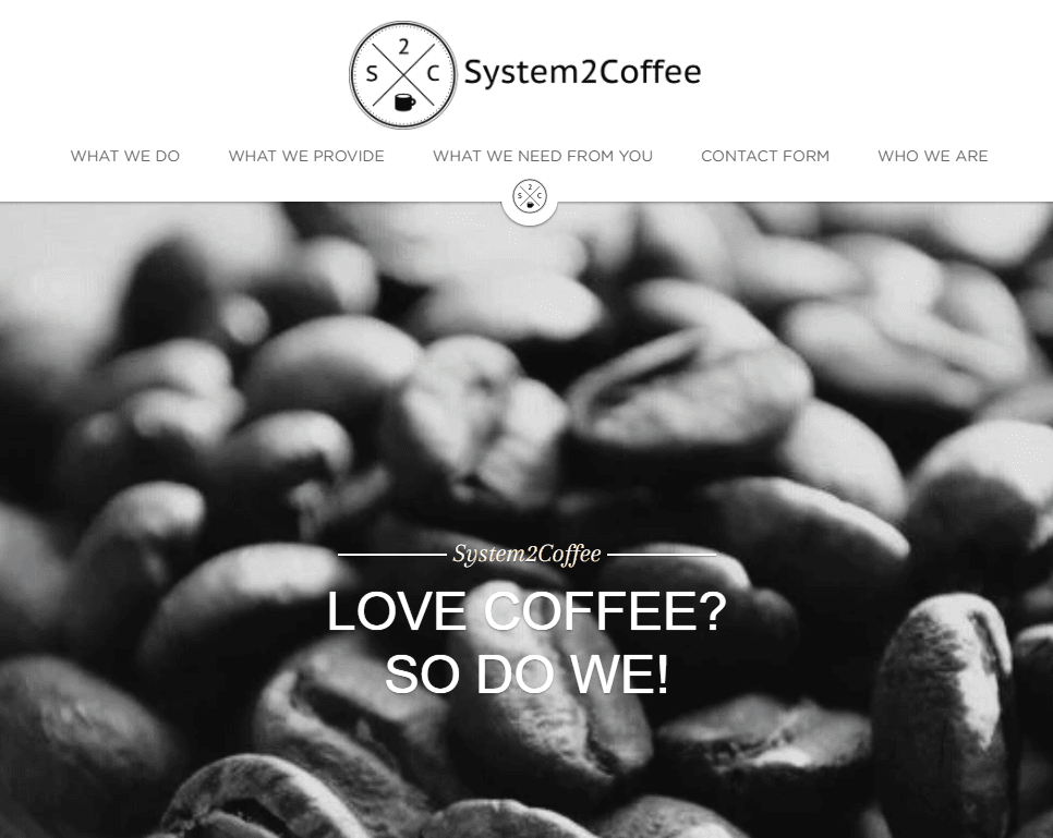 System2Coffee Website System2Coffee Website